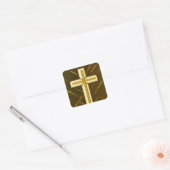 Bruin kruis met getextureerde achtergrond vierkante sticker (Envelop)
