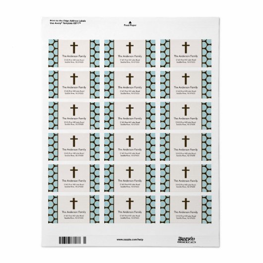 Bruin kruiselingse religie Etiket (Full Sheet)