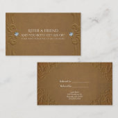 Bruin kunstleder en diamant Glam Rustic Aanbevelingskaartje (Voorkant / Achterkant)