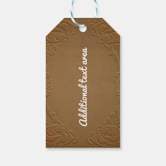 Bruin kunstleder en diamant Glam Rustic Cadeaulabel (Achterkant)