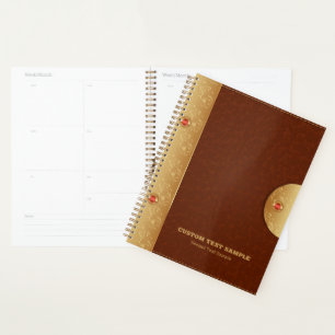 Bruin kunstleder en metallisch goudaccent planner