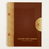 Bruin kunstleder en metallisch goudaccent planner (Voorkant)