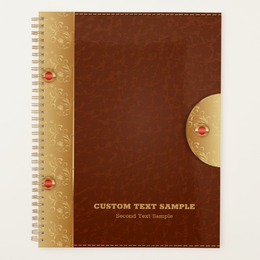 Bruin kunstleder en metallisch goudaccent planner (Voorkant)