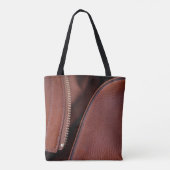 Bruin kunstleder en  stijlvol satijn tote bag (Achterkant)