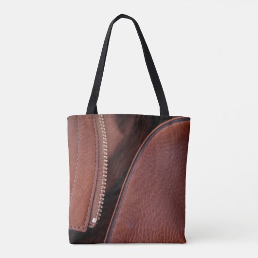 Bruin kunstleder en stijlvol satijn tote bag (Achterkant)