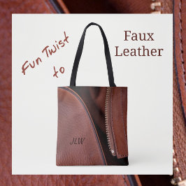 Bruin kunstleder en  stijlvol satijn tote bag