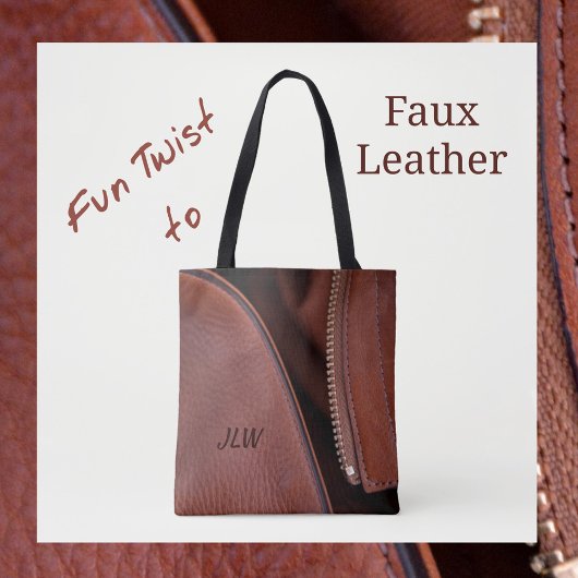 Bruin kunstleder en  stijlvol satijn tote bag