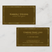 Bruin kunstleder  goudaccessoires visitekaartje (Voorkant / Achterkant)