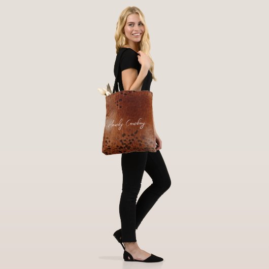 Bruin kunstleder tote bag (Op model)
