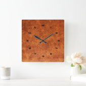 Bruin  kunstleder vierkante klok (Huis)