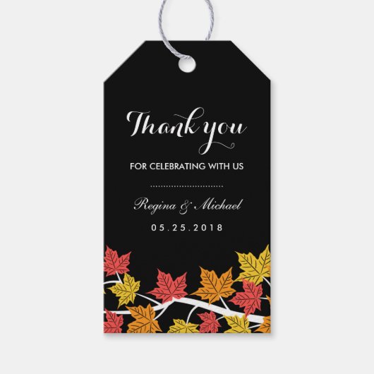 Bruin Label met bruin lebbenle tijdens herfst brui Cadeaulabel (Voorkant)