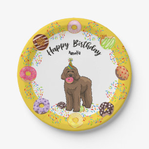 Bruin Labradoedle Dog Birthday Party Paper Bord