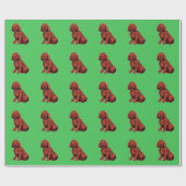 Bruin Labradoedle Pattern Green Wrapping Paper Cadeaupapier (Vlak)