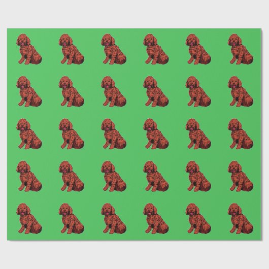 Bruin Labradoedle Pattern Green Wrapping Paper Cadeaupapier (Vlak)
