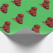 Bruin Labradoedle Pattern Green Wrapping Paper Cadeaupapier (Hoek)