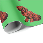 Bruin Labradoedle Pattern Green Wrapping Paper Cadeaupapier (Rol Hoek)