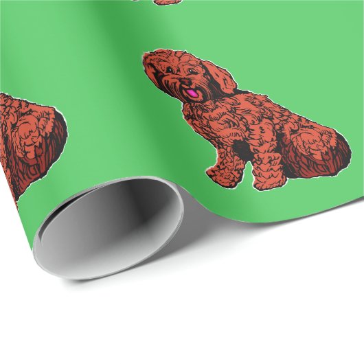 Bruin Labradoedle Pattern Green Wrapping Paper Cadeaupapier (Rol Hoek)