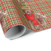 Bruin Labradole Dog Red Green kerstmis Cadeaupapier (Rol Hoek)