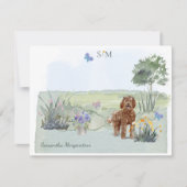 Bruin Labradoodle Dog Butterfly Monogram & naam Notitiekaartje (Voorkant)