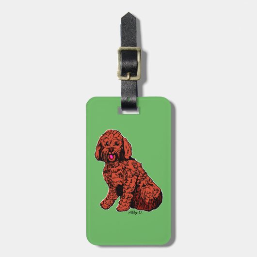 Bruin Labradoodle Green Bagagelabel (Voorkant verticaal)