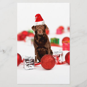 Bruin Labrador Hond Kerstmis w Gifts Santa Hat Briefpapier