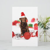 Bruin Labrador Hond Kerstmis w Gifts Santa Hat Briefpapier (Staand voorkant)