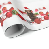 Bruin Labrador Hond Kerstmis w Gifts Santa Hat Cadeaupapier (Rol Hoek)