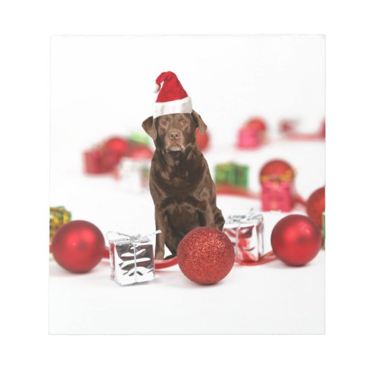 Bruin Labrador Hond Kerstmis w Gifts Santa Hat Notitieblok (Voorkant)