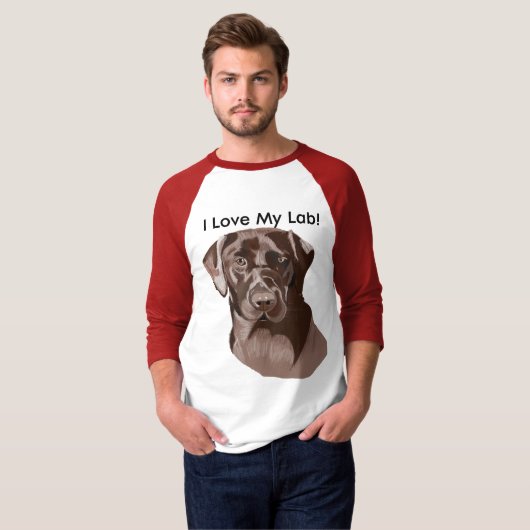 Bruin labrador" Ik hou van mijn lab" T-shirt (Voorkant volledig)