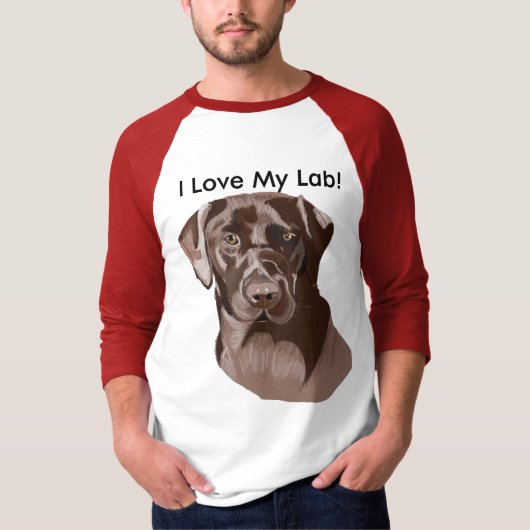 Bruin labrador" Ik hou van mijn lab" T-shirt (Voorkant)