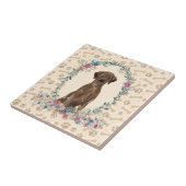 Bruin labrador rekwalser Dog Paw Print Floral Cute Tegeltje (Zijkant)