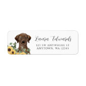 Bruin Labrador Zonnebloem Eucalyptus Retouradres Etiket (Voorkant)