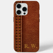 Bruin leder als monogram Case-Mate iPhone case (Achterkant)