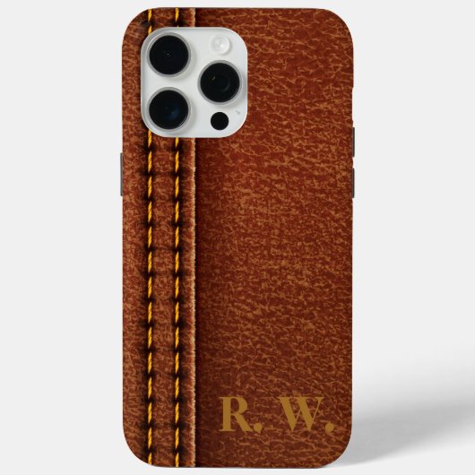 Bruin leder als monogram Case-Mate iPhone case (Achterkant)