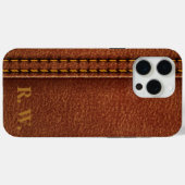 Bruin leder als monogram Case-Mate iPhone case (Achterkant (horizontaal))
