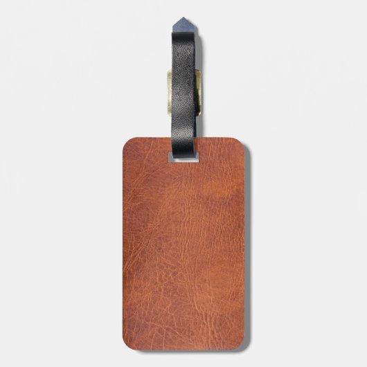 Bruin leder bagagelabel (Achterkant verticaal)