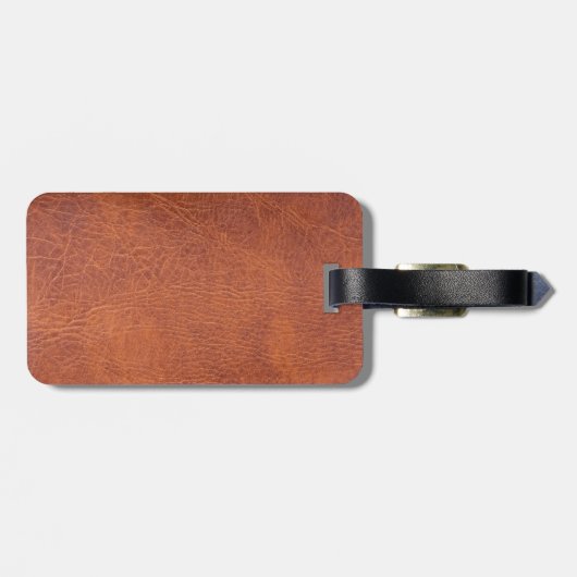 Bruin leder bagagelabel (Achterkant horizontaal)