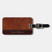 Bruin leder bagagelabel (Voorkant horizontaal)