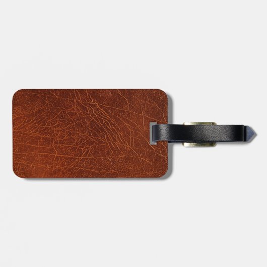 Bruin leder bagagelabel (Achterkant horizontaal)
