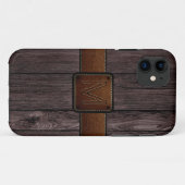 Bruin leder Donker hout Case-Mate iPhone Case (Achterkant (horizontaal))