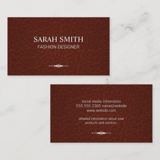 Bruin leder | Elegant element Visitekaartje (Voorkant / Achterkant)