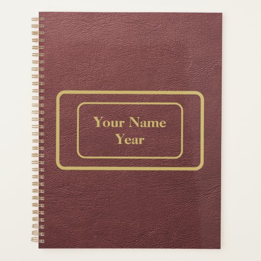 Bruin leder en gouden Lijsten Planner (Voorkant)
