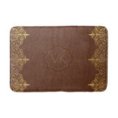 Bruin  leder en goudzout Lijst Badmat (Voorkant)