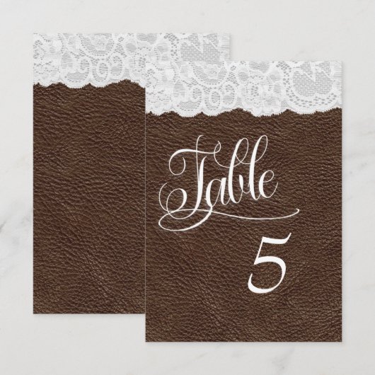 Bruin leder en looptentafel Kaart (Voorkant / Achterkant)