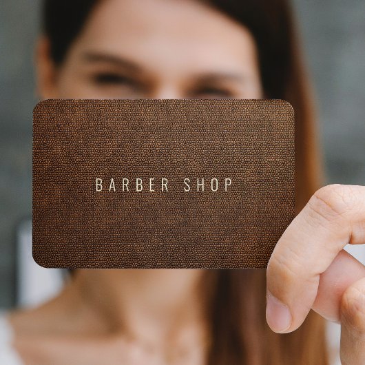 Bruin leder exclusieve kapster visitekaartje