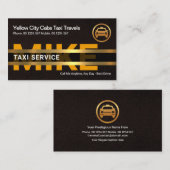 Bruin leder Geel Taxi Gold Name Placard Visitekaartje (Voorkant / Achterkant)