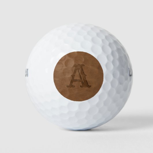 Bruin leder, gemonocgrammeerd Initiaal Golfballen (Voorkant)