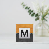 bruin leder | gestikt leer vierkante visitekaartje (Staand voorkant)