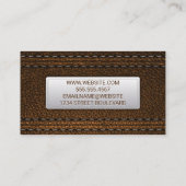 Bruin leder gestikt | luxe visitekaartje (Achterkant)
