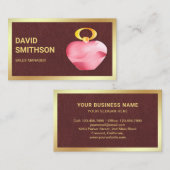 Bruin leder Gold Foil roze parfumeflesje Visitekaartje (Voorkant / Achterkant)